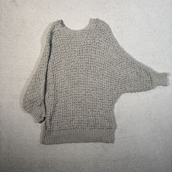 Altar’d State Chunky Open Knit V Neck Sweater Women’s Size M Grey Lagenlook - Picture 7 of 10